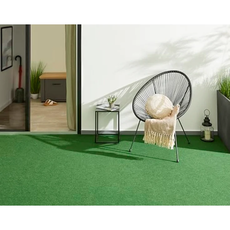 Misento Kunstrasen Outdoor mit Noppen - wetterfest und pflegeleicht - geeignet als Balkon Teppich oder Rasenteppich Outdoor - einfach zu verlegen 200x400 cm Grün – Bild 3