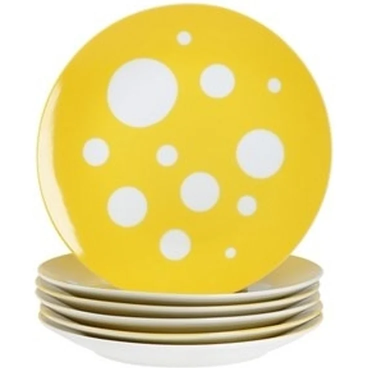 MamboCat Frühstücksteller 6er Set Pula gelb Kuchenteller Porzellan 6 Pers Dessert-Teller Punkte – Bild 6