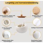 TUWENA Vorratsglas Keramik Gewürzgläser Set mit Bambus Deckel, Löffel und TablettSet