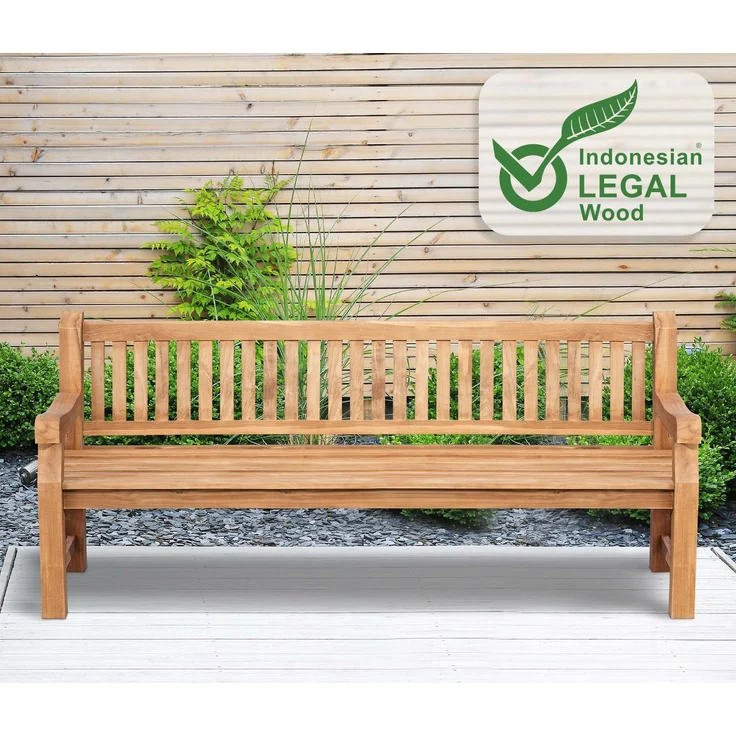Gartenbank Teakbank DEGAD - Holz Teak 220x61x93 cm | Holzbank 220 Cm Gartenbank Sitzbank Mit Lehne Wetterfest Bank Garten Terrasse – Bild 5