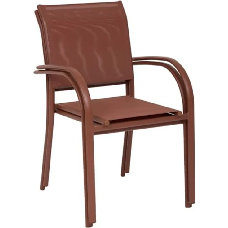 Hespéride - Piazza Gartenstuhl, Mahagonibraun, Aluminium, stapelbar, rostbeständig - Für Terrasse, Gartenstuhl – Bild 2