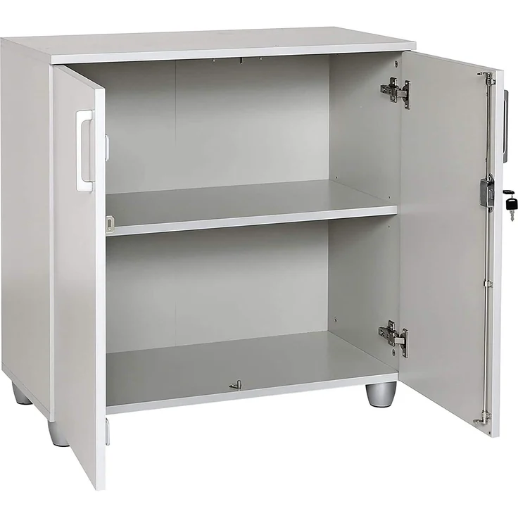 Schreibtisch Set Dona, grau Dekor, inkl. Schreibtisch inkl. Container mit 3 Schüben, rechts gwinkelt, Aktenschrank – Bild 4