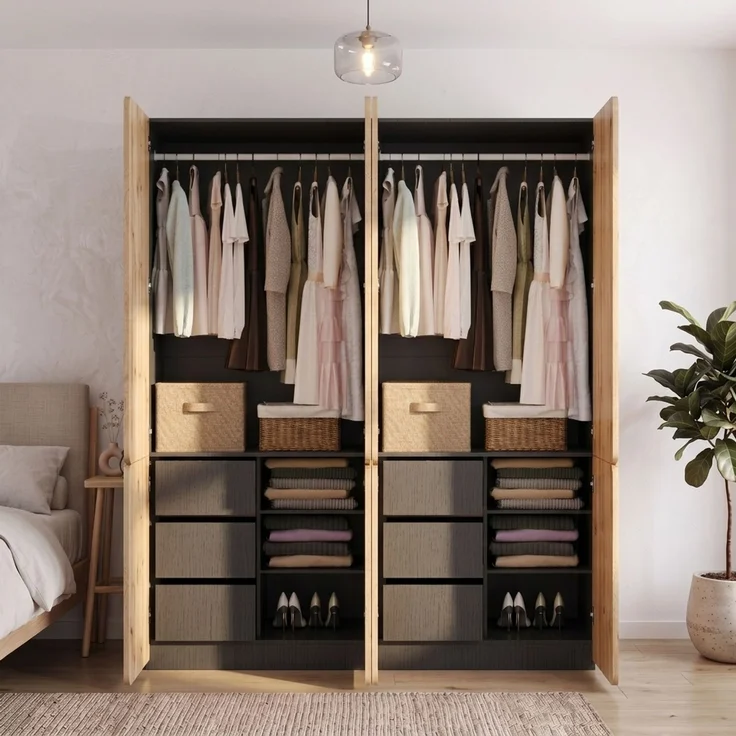 Drehtürenschrank 180 x 50 x 200 cm aus MDF und Spanplatte in Eiche mit 8 Türen – Bild 1