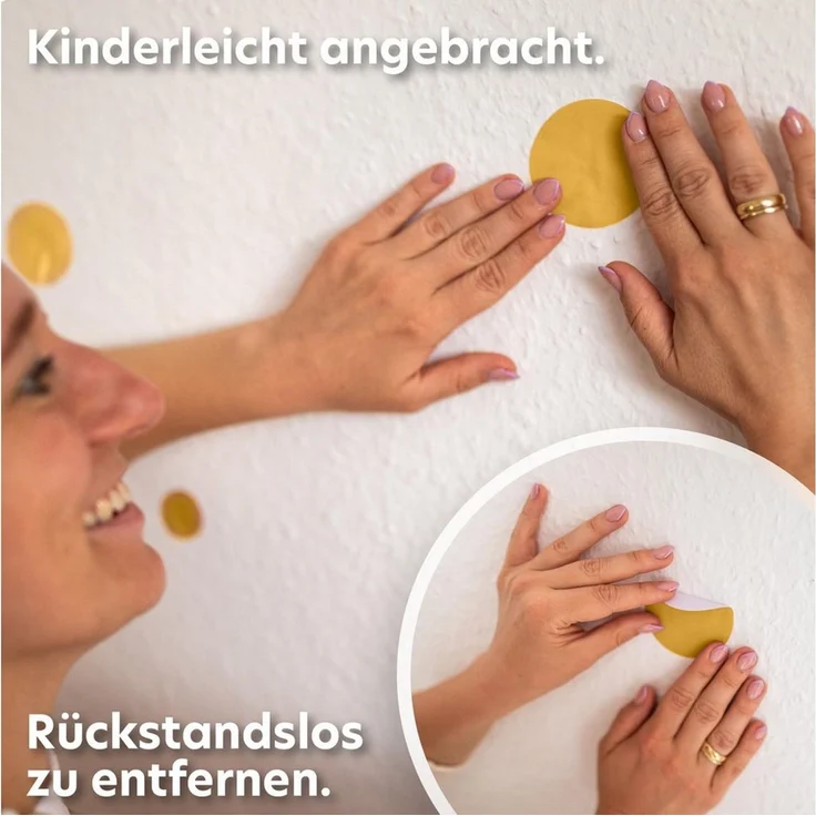 lilimaus Wandsticker Herzen, Sterne & Punkte selbstklebend - Deko fürs Kinderzimmer (132 St), Herzen, Sterne oder Punkte - 36er- & 132er-Set, ablösbar – Bild 4