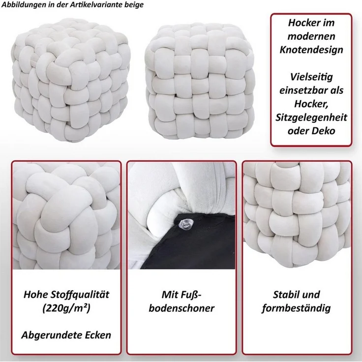 MCW Pouf MCW-Q48, Stabil und formbeständig – Bild 4