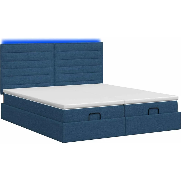 vidaXL Ottoman-Bett mit Matratze und LED Blau 180 x 200 cm Stoff 3458422 – Bild 9