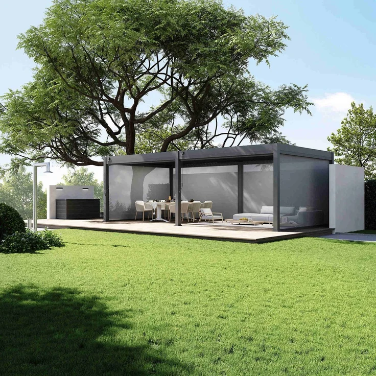 Weide Deluxe Plus | Pergola Voll Aluminium freistehend | 4 x 8 M | Lamellendach anthrazit – Bild 8
