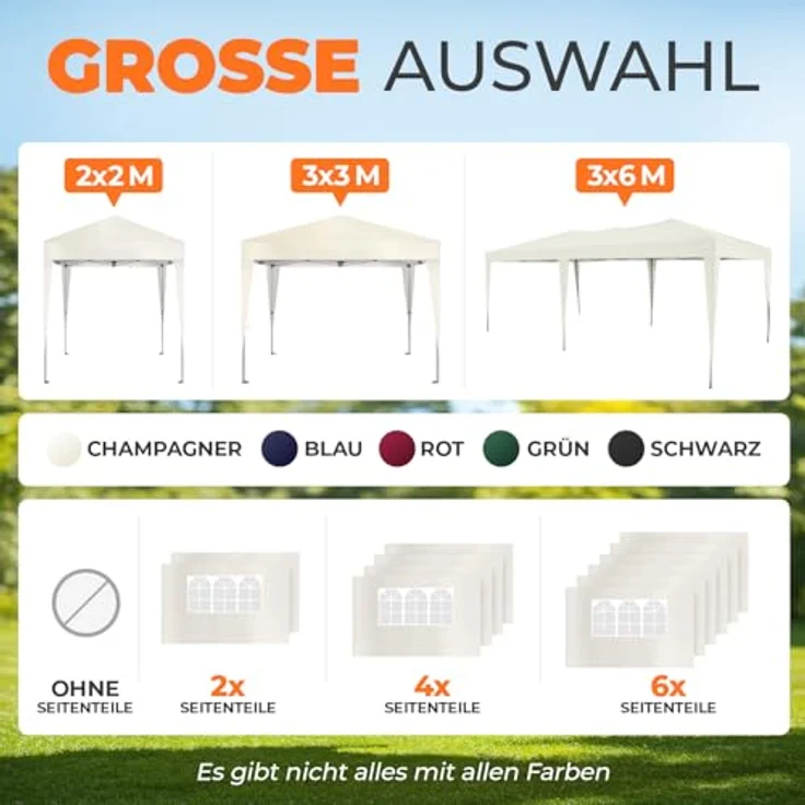 Faltpavillon 3x3 m - wasserdicht - ohne Seitenteile, champagner – Bild 9