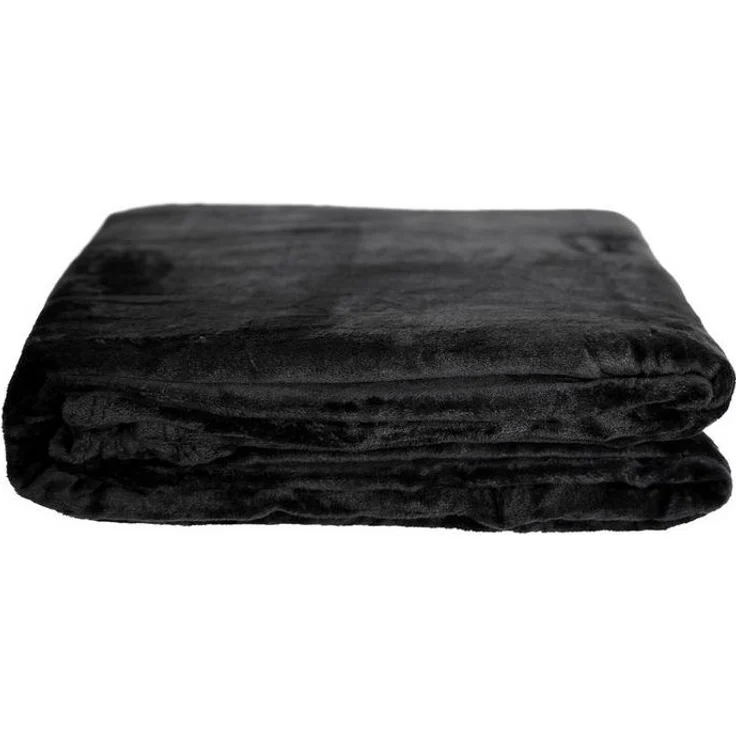 Kuschelige Decke 150x200 cm Fleecedecke Wohndecke aus Polyester Tagesdecke Schwarz – Bild 1