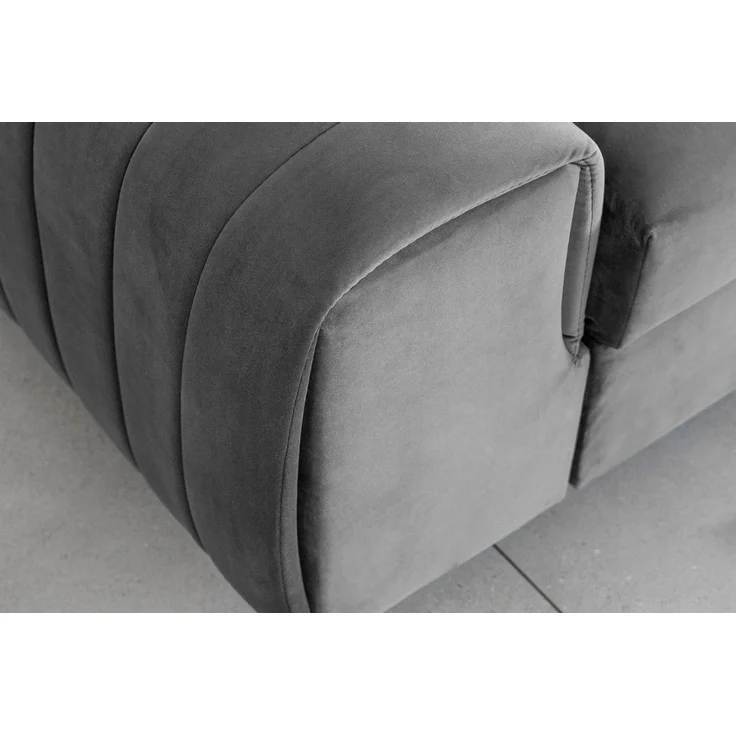 Sofa 3-Sitzer mit Schlaffunktion Schlafsofa ELENI Stoff Monolith Hellgrau – Bild 4