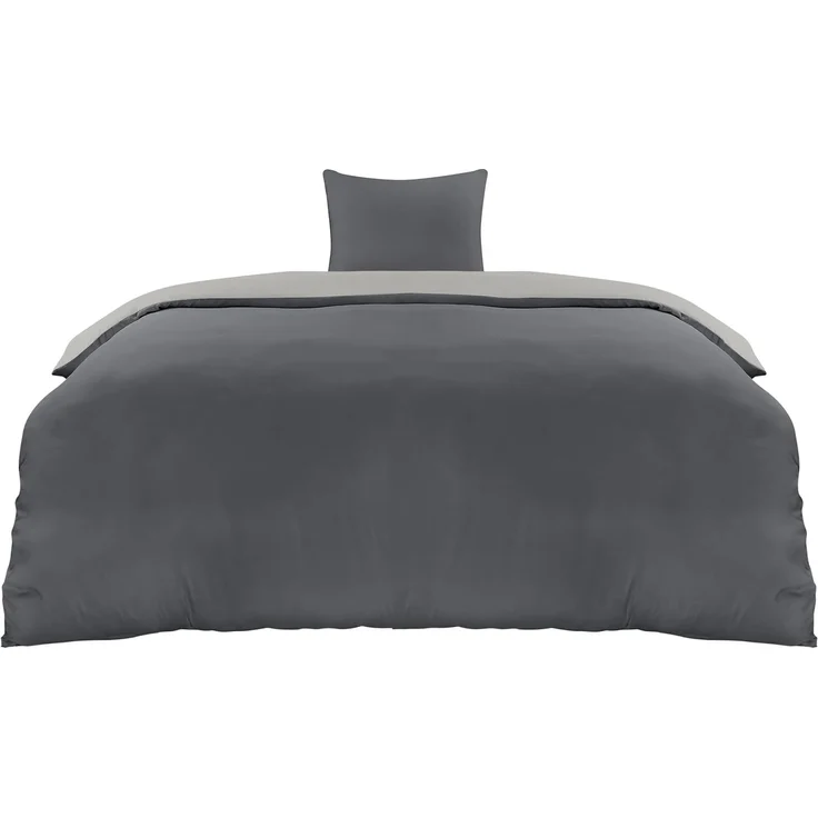 Utopia Bedding Bettwäsche 135x200 Set - Mikrofaser Bettbezug 135x200 cm + 1 Kissenbezug 80x80 cm - Dunkelgrau/Hellgrau – Bild 1