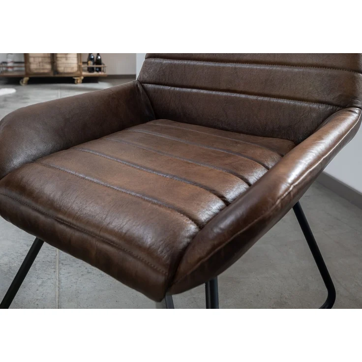 Stuhl Echtleder 59x68x93 dunkelbraun IRON LABEL #16 – Bild 4
