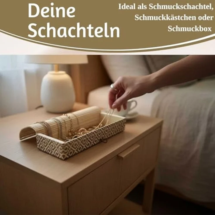 LS-LebenStil Aufbewahrungsbox Vintage Holz Schachtel 3´er Set Bambus mit Deckel Geschenkbox Box (Ikat länglich Geschenkbox schmale Schmuckschachtel, Schmuckschatulle, 3 St, Schmuckkästchen, Stiftebox, Federtasche Kästchen Kiste), Rechteckig – Bild 6
