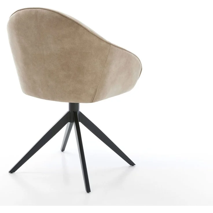 Drehstuhl Gaio-Flex Mikrofaser Beige Vintage Kreuzgestell breit Schwarz 360° drehbar Wippfunktion – Bild 5