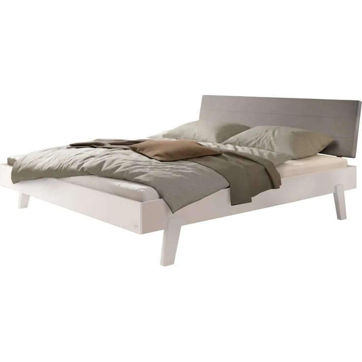 Hasena Polsterbett Vasto Trento Grau-Weiß mit Kopfteil 180x210 cm, Komforthöhe 25 cm MDF weiss deckend