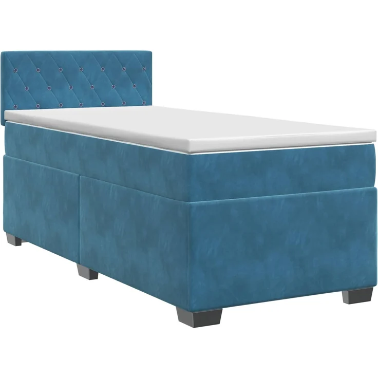 vidaXL Boxspringbett mit Matratze Dunkelblau 100 x 200 cm Samt 3450654 – Bild 2