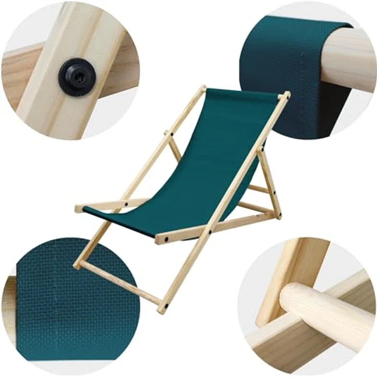 ECD Germany 2x Liegestuhl klappbar aus Holz, Dunkelgrün, bis 120kg, wetterfest mit drei Liegehöhen – Bild 7