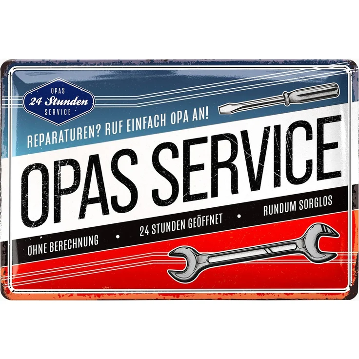 LANOLU Blechschild Service von Opa - 20x30cm – Metall – Mehrfarbig – 20156 – Bild 1