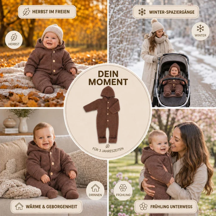 Engel Baby-Overall mit Kapuze, Holzknöpfen und Umschlag TOP – Bild 6