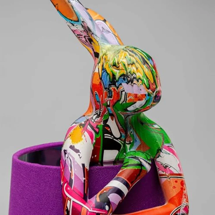 Kare Design Tischleuchte Animal Rabbit, Graffiti/Lila, Modern, Hasenleuchte, Tischlampe, Schlafzimmerlampe, Tiermotiv, kein Leuchtmittel enthalten, 50 x 17 x 20 cm (H/B/T) – Bild 4