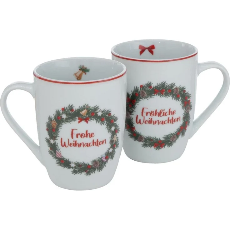 BOLTZE Geschirr-Set 2er Set Weihnachtstassen aus Porzellan Henkelbecher mit Spruch (2-tlg) – Bild 1