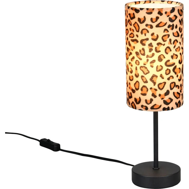 LED Tischlampe mit Stoffschirm Leopardenmuster, Höhe 36,5cm – Bild 2