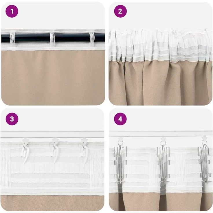 vidaXL Verdunkelungs-Vorhänge mit Ringen 2 pcs Taupe 175 x 140 cm 4107439 – Bild 6