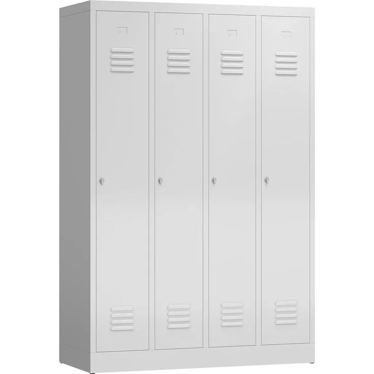 ClassiX Garderobenschrank, 4 Abteile, 1800 x 1200 x 500 mm, lichtgrau