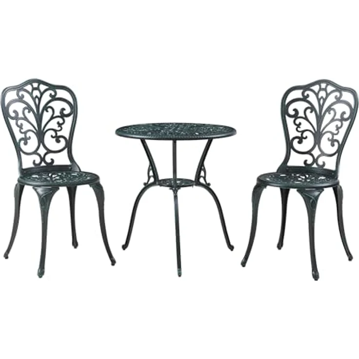 Bistro-Set Lupsam 3-tlg. Aluminiumguss Dunkelgrau mit grüner Patina [casa. pro] – Bild 4