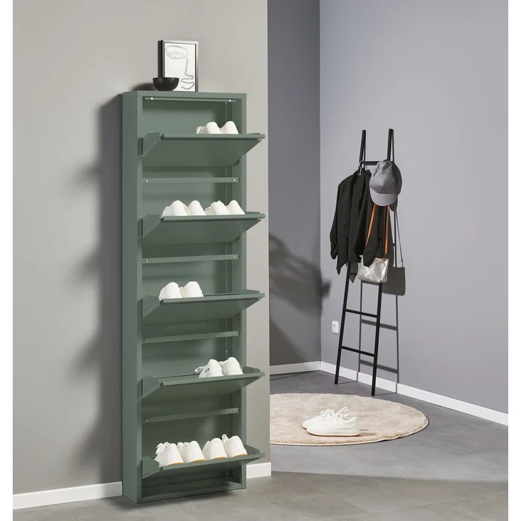 Schuhkipper >Bert< 5 Klappen, 10 paar Schuhe, in salbei, Metall - 51x170x16cm (BxHxT) – Bild 3