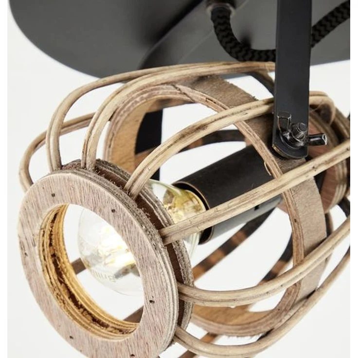 BRILLIANT Nikka Spotbalken 4flg schwarz/natur | 4x D45, E14, 28W, geeignet für Tropfenlampen (nicht enthalten) – Bild 5