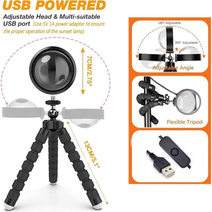FELIXLEO LED-Sternenhimmel Sunset Lampe, 360° drehbare romantische Projektionslampe – Bild 3