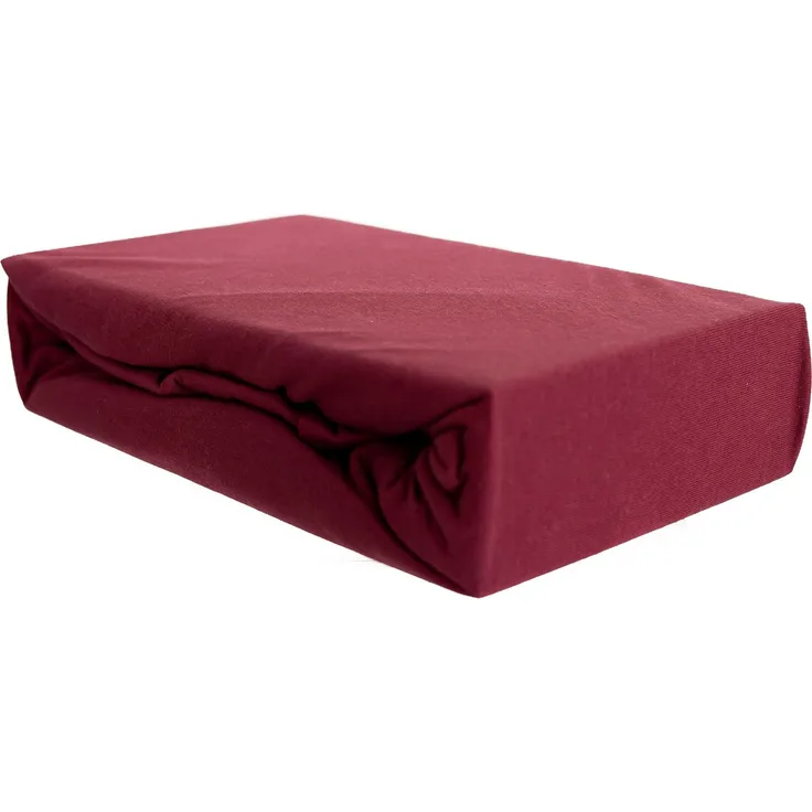 Jersey Spannbettlaken 100% Baumwolle 140-160x200 cm + 25 cm Rundumgummizug Bordeaux