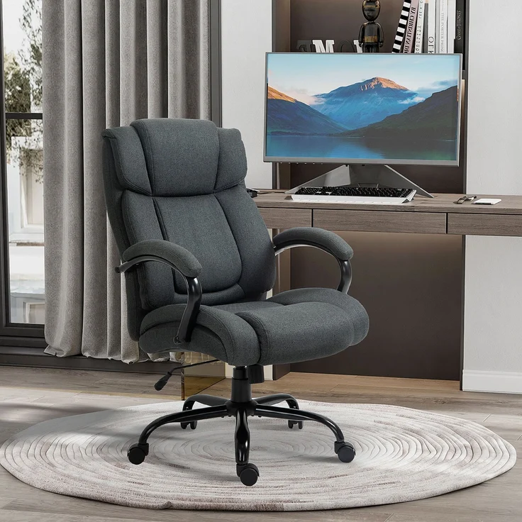 MELAYR, Bürostuhl, Ergonomischer Schreibtischstuhl, Drehstuhl mit gepolsterter Armlehne, 80 x 72.5 x 118 cm, Dunkelgrau – Bild 4