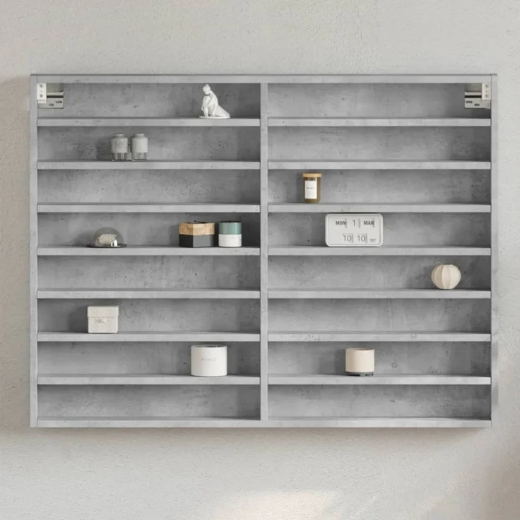 vidaXL Vitrinenschrank Betongrau 100x8,5x75 cm Holzwerkstoff 847936 – Bild 1