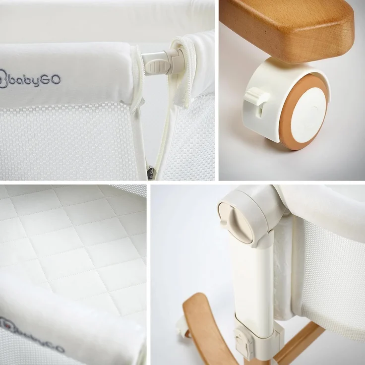 BABYGO 'AMILA' Beistellbett, Creme, höhenverstellbar, mit Schaukelfunktion – Bild 4