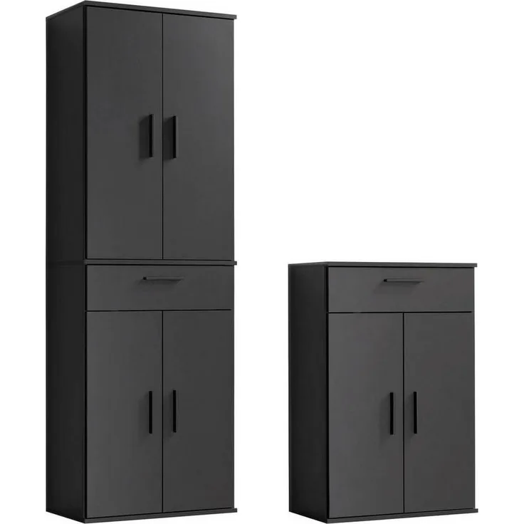 mokebo Schrank-Set Die Allzweckwaffe, (2er-Set), Stauraum-Set aus Mehrzweckschränken in Schwarz-Anthrazit