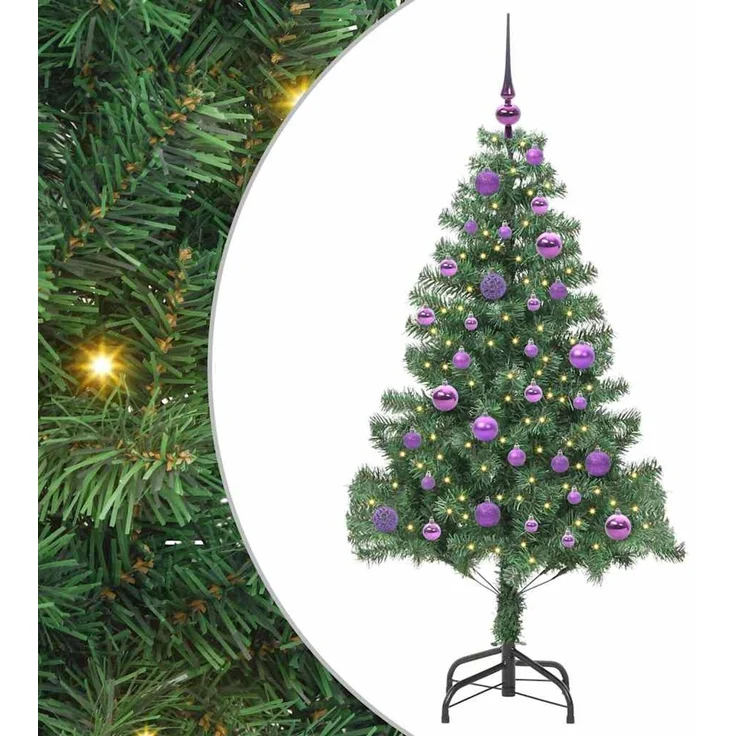 vidaXL Weihnachtsbaum mit LED-Beleuchtung Grün 150 cm PVC und Stahl 3396373 – Bild 2