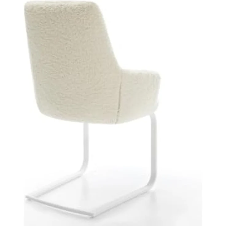 Freischwinger Zelia-Flex mit Armlehnen Teddystoff Beige Freischwinger flach Weiß Taschenfederkern – Bild 7