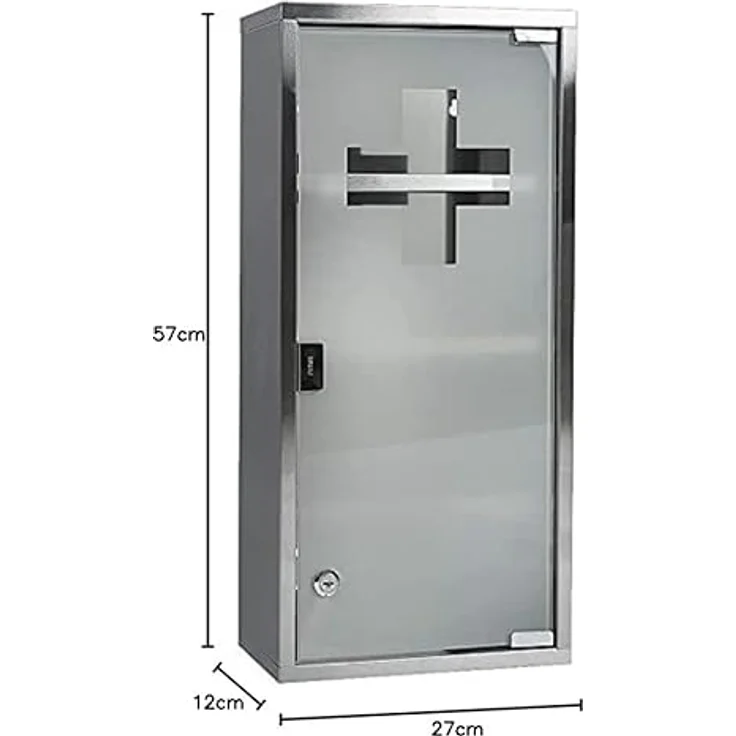 Zedelmaier Medizinschrank aus Edelstahl,Medikamenten Aufbewahrung,Medikamentenschrank 4 Fächer,Apothekerschrank,Hängend,Abschließbarer Medizinschrank,57 x 27 x 12 cm,Weiß – Bild 4
