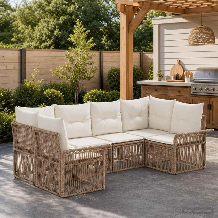 vidaXL Gartensofa-set 6 stk. 6-Sitzer Beige Poly-Rattan 3434928 – Bild 2