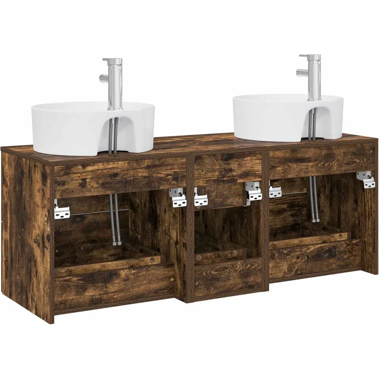 vidaXL Badezimmerschrank-Set 3 stk. Geräucherte Eiche 3405887 – Bild 7