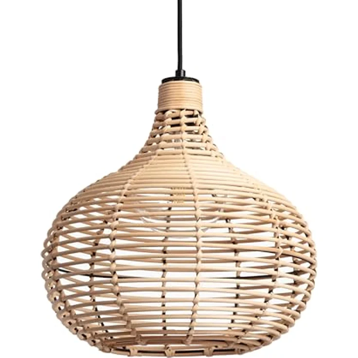 LEDKIA LIGHTING Pendelleuchte Ratán Yantai, E27, 38 cm hoch, natürliche Rattan-Verarbeitung, leicht und robust – Bild 1