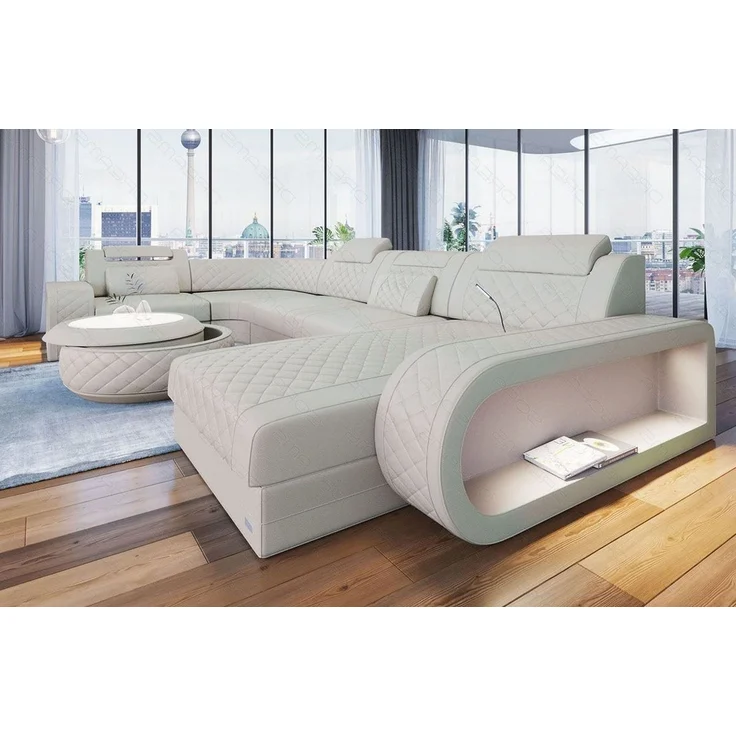 Leder Wohnlandschaft Berlin U-Form – Stil & Komfort - Büffelleder - beige - Rechts – Bild 3