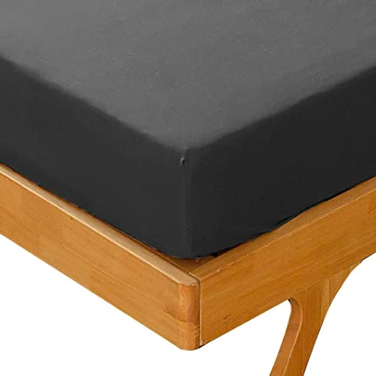 Kono Bedding Spannbettlaken - Gebürstete Mikrofaser Spannbetttuch - 30 cm Tiefe Tasche (Schwarz, 90x200 cm) – Bild 3