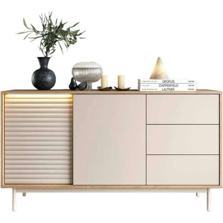Compleo Kommode im skandinavischen Stil, Kommode mit 3 Schubladen LAMI