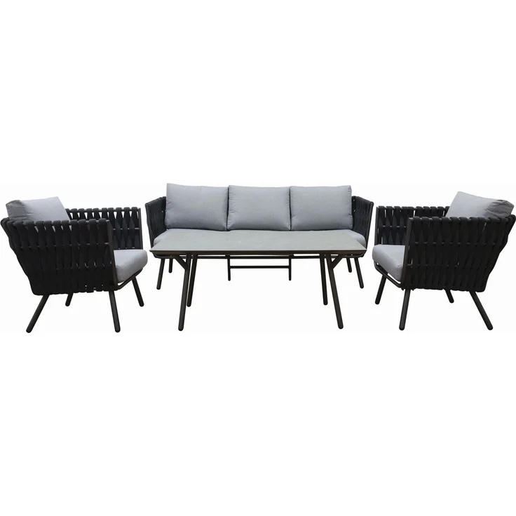 Gardissimo REANA Rope Alu Lounge Gartenmöbel Set Sitzgruppe schwarz Lana – Bild 8