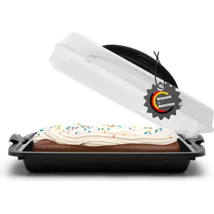 BigDean Kuchentransportbox Kuchen Transportbox Rechteckig mit 2 Tragegriffen, anthrazit, (Packung, 1-tlg, Kuchentransportbox), Blechkuchen, Muffins, Doppelter Tragegriff, Clickverschluss. – Bild 4