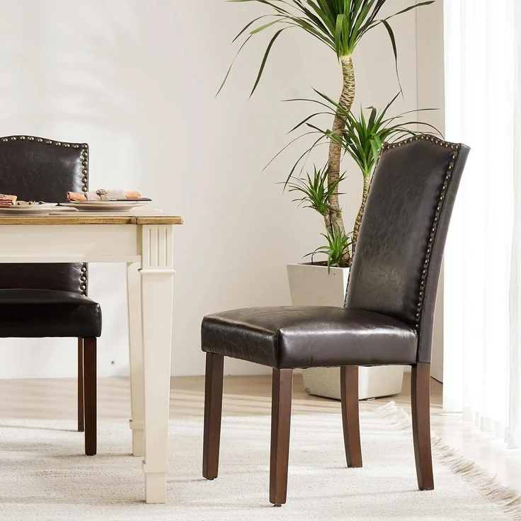 DUMOS Esszimmerstühle 6er Set, Elegant und Schön Modern Stühle Esszimmer, Pu-Leder Gepolstert küchenstühle, Esszimmerstuhl Geeignet für Küche, Wohnzimmer, Schlafzimmer (Dunkelbraun) – Bild 7