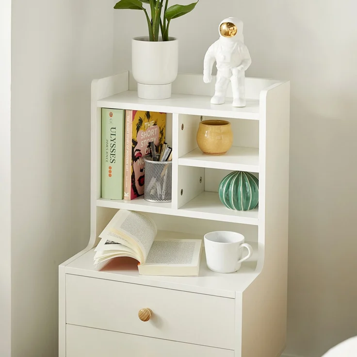 SoBuy FBT100-W Nachttisch, MDF, Melamin, Weiß, 43 x 81 x 36 cm – Bild 6